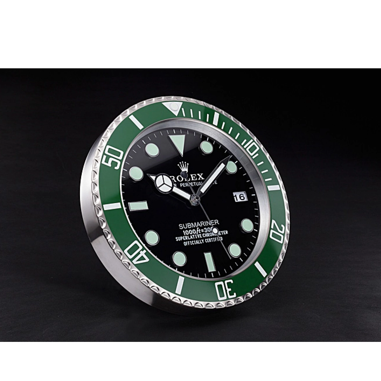 Rolex copies cheap Silver-Green Wall Clock 621912 Rolex Submariner 0819